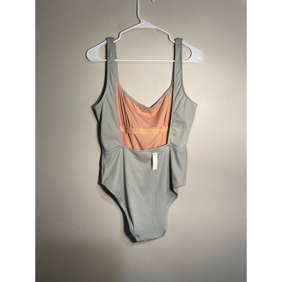 Madewell Second Wave Square-Neck Tank One-Piece Swimsuit Pale Eucalyptus Large - Picture 5 of 12